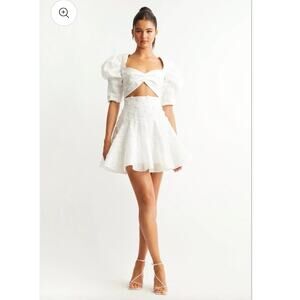 HELEN O’CONNOR paper daisy white 3d embellished crop top + mini Skirt Set XS NEW